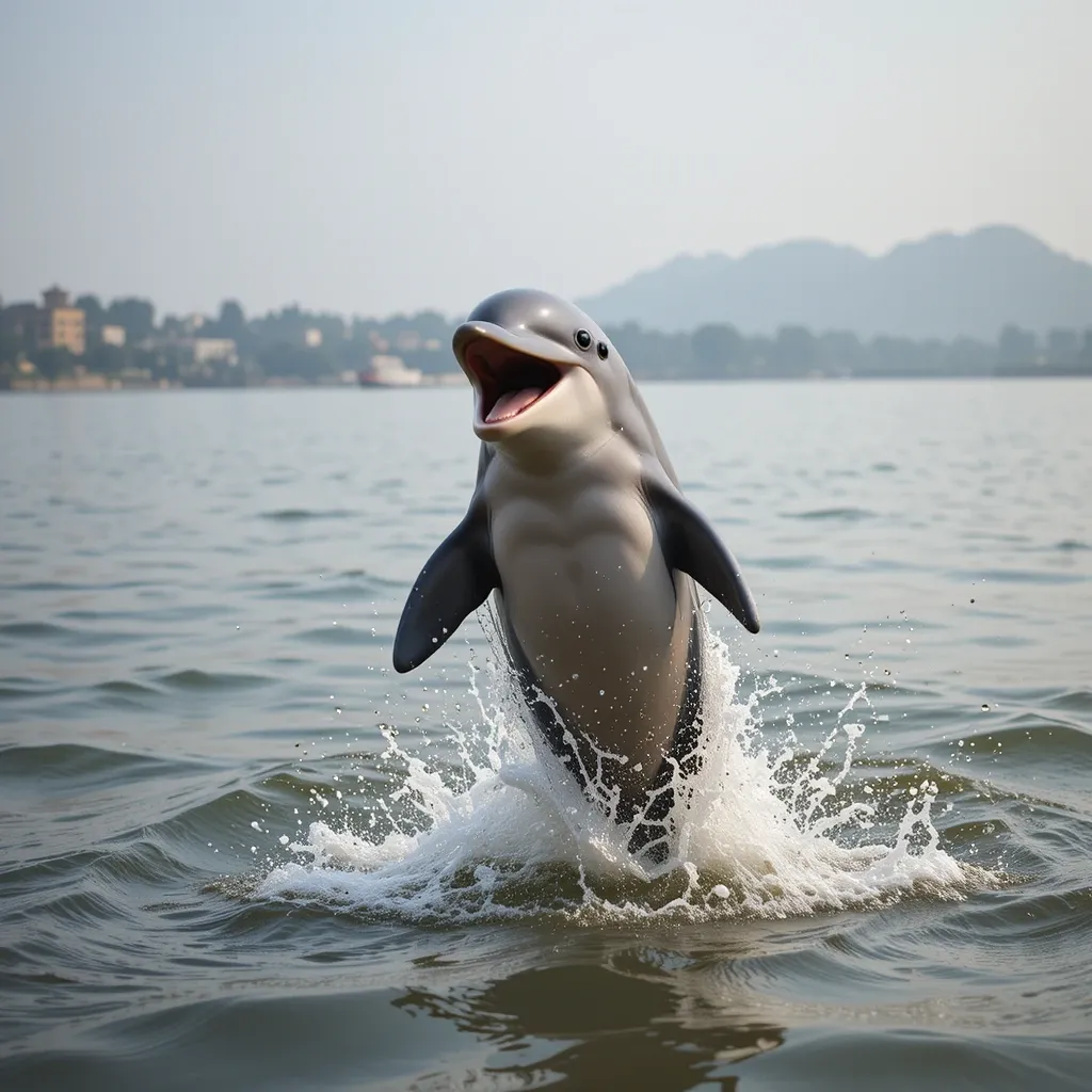 Ganges river dolphin in its natural riverine habitat